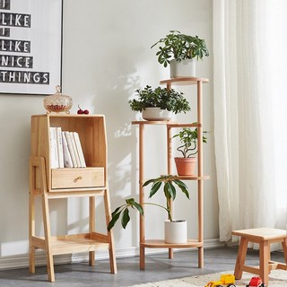 존스웰 화분 받침대 거치대 친환경 원목재질 4단, 우드