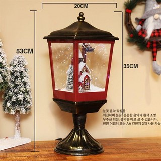 2m 크리스마스 가로등 눈오는 시소 오르골 스탠드조명 매장 표류 회전 장식등 뮤지컬, 소형 탁상등 회전 비행선 음악 눈 내리는등