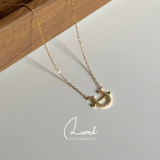 ALUMI 晶緻馬蹄項鍊 S925純銀鍍18K金，鋯石小鑽馬蹄墜飾，純銀項鍊，時尚優雅