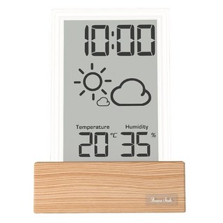 時鐘桌面時鐘熱濕天氣顯示數字液晶桌面時鐘鬧鐘學生專用鍾起牀多功能天氣預報智能兒童男女孩靜音電子鐘, 玻璃木紋