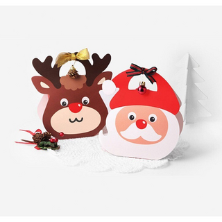 (3+1) 크리스마스 핸디구디백 쇼핑백 가방 답례품 선물포장 간식 선물상자 기프트 종이가방, 루돌프*4개