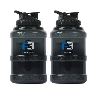 플렉스바디 대용량 물통 쉐이커 보틀, 블랙2P, 2.5L, 2개