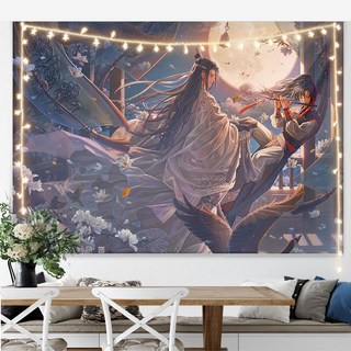 애니메이션 마도조사 캐릭터 남망기 위무선 망선 커플 굿즈 패브릭 포스터 실내 인테리어 행잉 태피스트리 벽 꾸미기 창문 가리개 기숙사 원룸 분위기 전환 사진촬영 배경천, 마도조사 패브릭 포스터-01