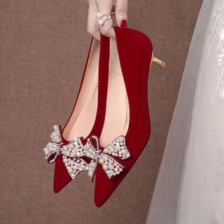 新款婚鞋女高跟 大碼新娘鞋 秀禾服婚紗兩用結婚鞋 氣質舒適伴娘鞋