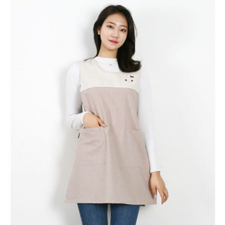 무지 오트밀캣 끈 앞치마 국산 끈타입 원피스 어린이집 교사용, 1개, 핑크/끈