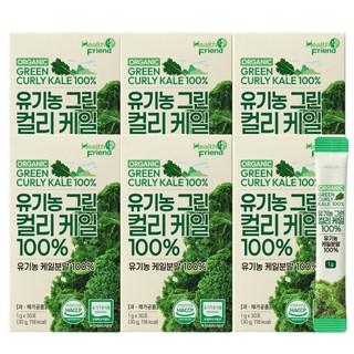 헬스프랜드 유기농 그린 컬리케일 100% 30포 동결건조 곱슬케일 분말, 6개, 30회분