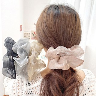 여자 귀여운 청순 펄 쉬폰 곱창 밴드 스크런치 헤어끈 kiw+662QC
