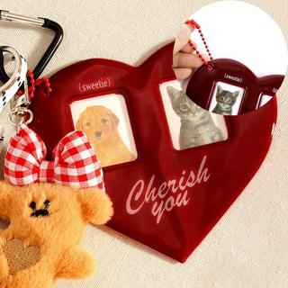 현대인몰 최애 아이돌 사진 보관 투명 하트 키링 증명사진 포토 카드 넣는 미니 액자 열쇠고리 아이돌굿즈