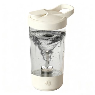 자동 쉐이커 보틀 강력 회전 눈금 표시 믹스컵 충전식 오토쉐이커 텀블러 휴대용 대용량 400ml, 화이트, 1개