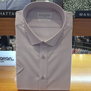 맨하탄 시원함 가벼운 착용감 부드러운 촉감 식물성 소재 반팔 (슬림핏) 여름 남성 정장 드레스 셔츠 M90M1359 연핑크