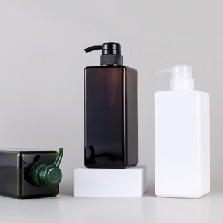 藝瓶 PET正方乳液壓泵分裝瓶650ml 空瓶 瓶罐 分裝瓶 塑膠瓶 乳液瓶 壓瓶 沐浴乳分裝瓶, 1個, 墨綠-650ml, 墨綠