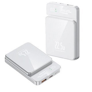 PD22.5W 슈퍼급속충전 15W 무선충전 20000mAh 대용량 맥세이프 보조배터리 항공표준 부합, 화이트, HT-018G