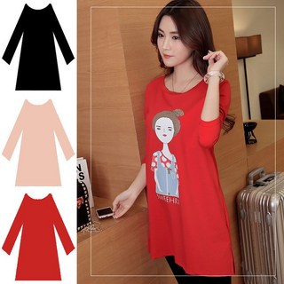 大尺碼珍珠絨長版上衣 附口袋