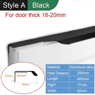 1 件黑金隱藏式櫥櫃拉手鋁合金廚房拉手抽屜把手隱形拉手免打孔衣櫃門把手長家具拉手門五金, A- 磨砂黑 - 長度 400mm, 1個
