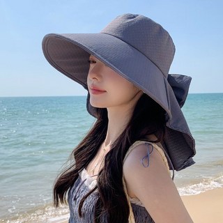 涼感大帽沿淑女帽 抗紫外線遮陽帽 涼爽透氣空頂帽 護頸披肩帽