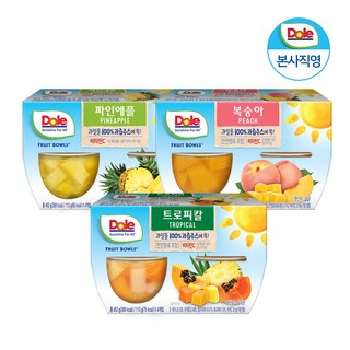 Dole 후룻볼 3종 각 1팩 (파인애플 복숭아 트로피칼) 113g x 12개입 과일 통조림, 후룻볼 3종 각1팩, 12개