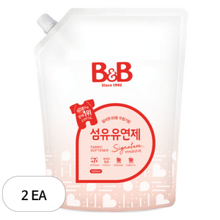 비앤비 비자극 유아 섬유유연제 자스민앤로즈향 리필형, 1.5L, 2개