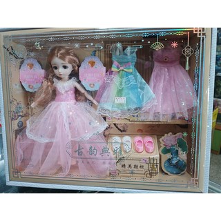 仿真娃娃套裝 附多款洋裝鞋子 適合3歲以上兒童, 1個, 彩色