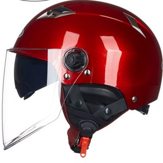 YEMA 오토바이 헬멧 추천 남녀 이중 실드 더블미러 사계절 경량 반헬멧 킥보드 머리보호 2종소형 원동기, 호매홍 투명길이