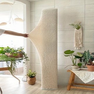 신축성 좋은 먼지 자외선 차단 원통형 에어컨 커버, 크림