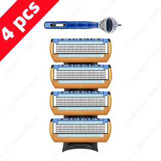남성용 퓨전 면도기 5 레이어 프로 파워 얼굴 수염 헤어 트리머 교체, 06 4 Pcs with 1handle
