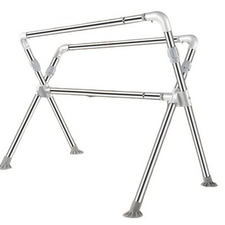 可升降X型 不鏽鋼三桿伸縮 附襪夾掛勾 晾衣架/曬被架/曬衣桿/掛衣架, 銀灰