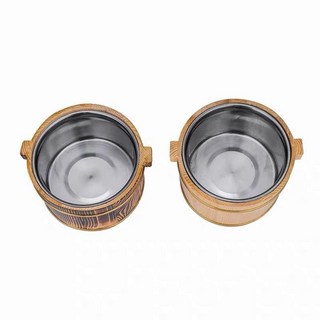 有貨 餐廳飯店木桶飯保溫桶，木製飯桶含勺，保溫盛飯首選, 18cm碳化+深內膽(無蓋無勺子）, 1個