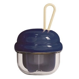 MUSI 分隔設計 透明可視 旋轉開關 附掛繩 方便攜帶, 手提隨身藥盒-藍色, 1個