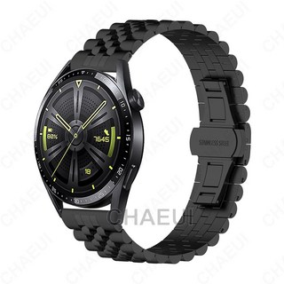 Huawei Watch GT6 / GT5 46mm 不鏽鋼金屬五珠錶帶, 黑色,GT2/3/4/5/GT6 46mm, 1個