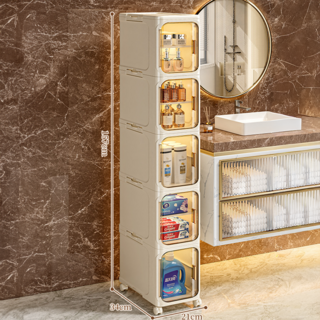 올릭 이동식 슬라이딩 선반 틈새 수납장, 5단, 34 x 21 x (h)157cm