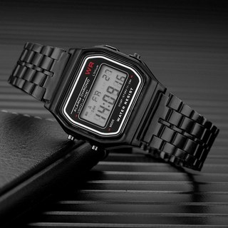 Led 數字運動手錶 - 金色銀色不銹鋼防水日常佩戴