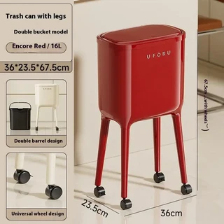 프레스로 열리는 뚜껑이 있는 무굴곡 하이레그 쓰레기통 - 대용량 타원형 주방 및 거실용 내구성 플라스틱