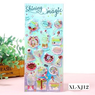 萱寶媽咪baby童裝館 聖誕節泡泡貼3D立體水晶寶石貼紙，閃亮燙金鑽石裝飾，多款動物交通工具造型泡綿立體貼紙, 049-XL-XJ12燙金貼紙*