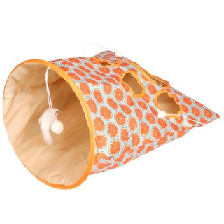 로위드 고양이 바스락 숨숨 터널 하우스 장난감, 오렌지, 1개