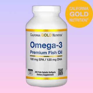 캘리포니아골드뉴트리션 오메가-3 프리미엄 피쉬 오일 180mg EPA / 120mg DHA 젤라틴 소프트젤, 240정, 1개