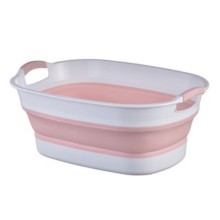 可折疊洗臉盆帶提手 伸縮矽膠水盆 折疊水桶 泡腳桶 折疊洗衣盆, 1個, 特大號少女粉可折疊排水【物流選擇新竹物流