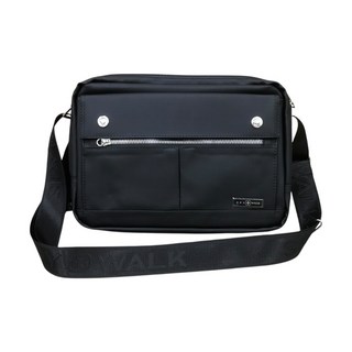 SPYWALK 防水皮革 口袋造型斜背包 10吋平板適用 男用休閒包, 黑色 (2058) #064