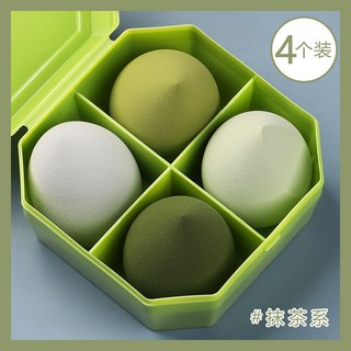 台灣出貨 盒裝美妝蛋4個裝 超軟不喫粉彩妝蛋乾濕兩用氣墊粉撲潔麵神器, 1個, 抹茶系4個【彩色盒裝】, 抹茶系4個【彩色盒裝】