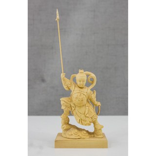 精雕細琢哪吒木雕神像擺件，手工雕刻居家平安吉祥擺飾, 黃楊木三太子2, 1個