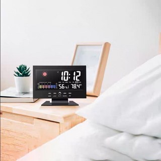올인원 기상 디지털 시계 습도계 탁상 인테리어 알람시계, 블랙