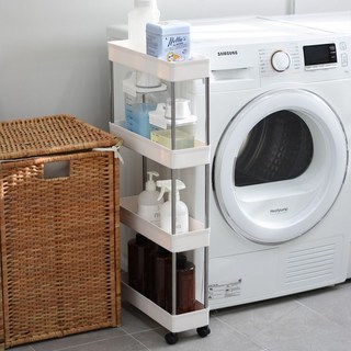 이동식 선반 3단/4단 슬림 틈새 수납장, 4층