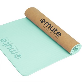 뮤트 요가매트 TPE 천연 코르크 두꺼운 미끄럼방지 필라테스매트, 민트, 1개