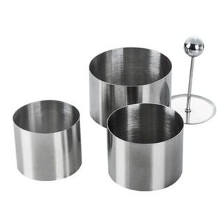 요리 플레이팅틀 원형 몰드 스테인레스 요리틀 프레스, 1개, 손잡이 3개 대형 중형 소형 430