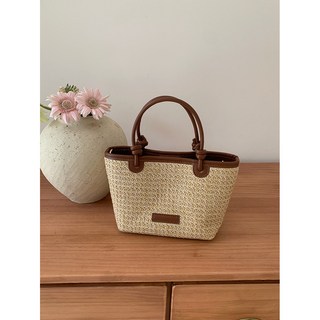 草編包 夏天度假風 手提斜挎包 2025新款繩結菜籃子包 編織包