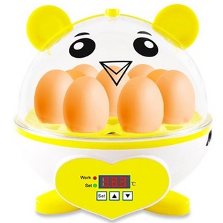 可愛小雞造型迷你孵蛋器，透明上蓋，可設定溫度，閃燈模式, 黃色, 1個