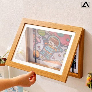 그림 보관액자 목재 프레임 아이그림 액자틀 A4 어린이집 미술, 화이트, 1개