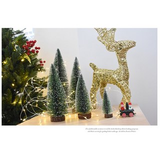 L-one 微景觀飾品仿真松樹雪松聖誕樹 zakka攝影道具場地佈置, 5cm-沾白綠色