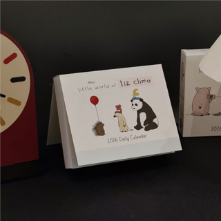 2026 日曆 簡約可愛插畫 可撕 英文 桌面擺件, 1個, 2026年動物漫畫日歷【1本】