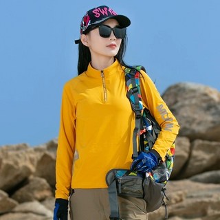 AIBUZHE 女款機能快乾登山衣 立領拉鍊運動上衣 透氣排汗衫