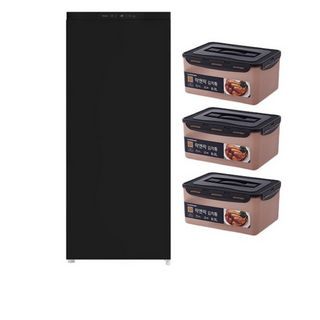 캐리어 모드비 미니 김치에디션 122L 스탠드형 1도어 냉장고 + 락앤락 김치통 3p 방문설치, BlackMetal, MFNO122BKM1